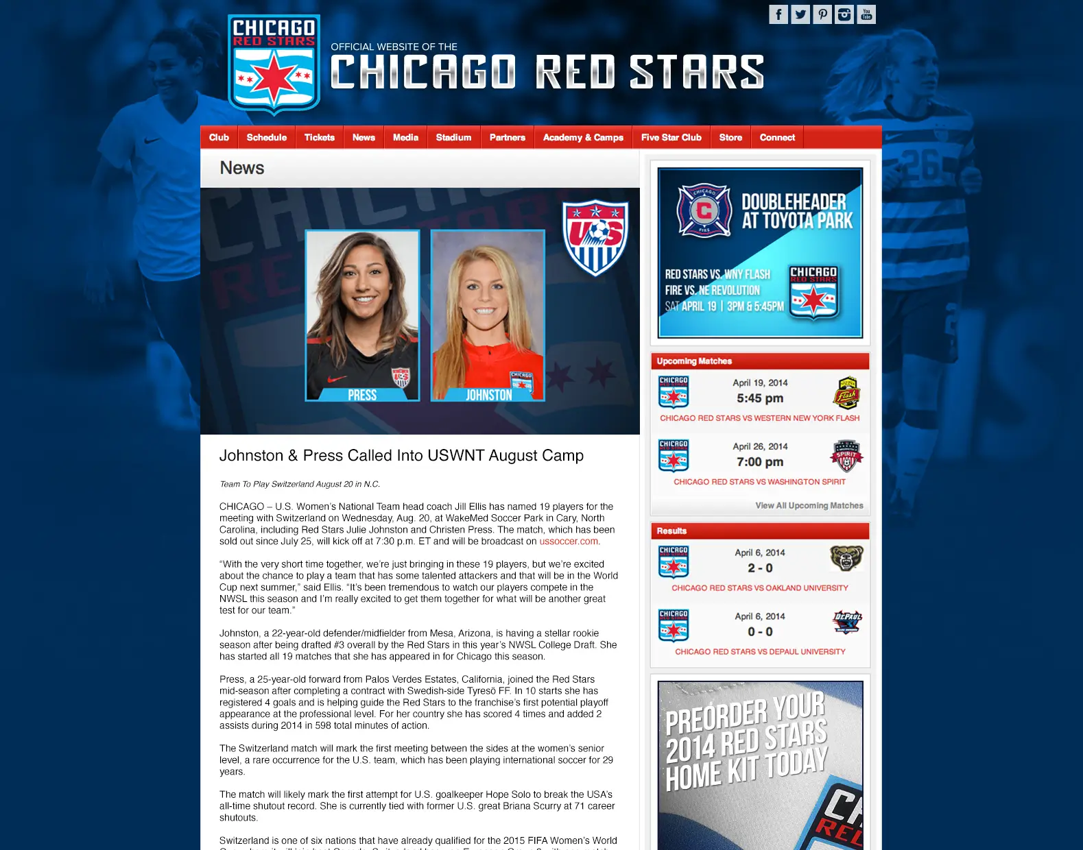 Chicago Red Stars article