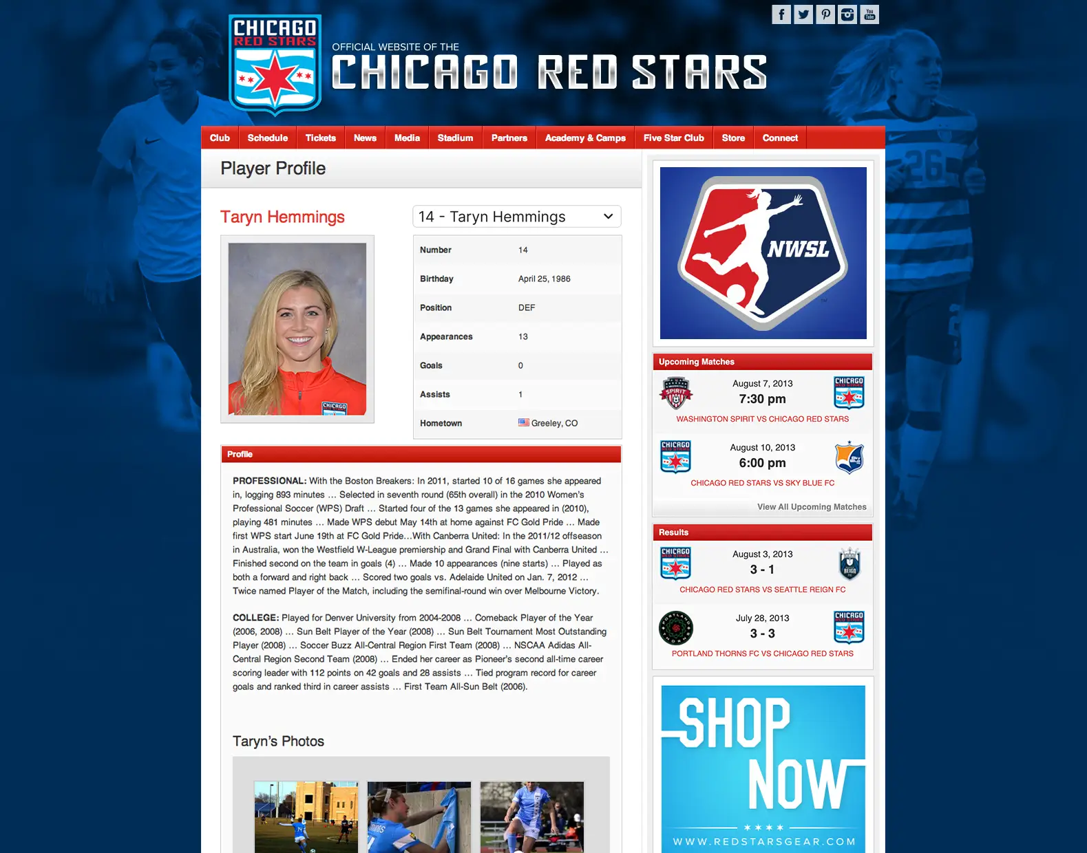 Chicago Red Stars player profile