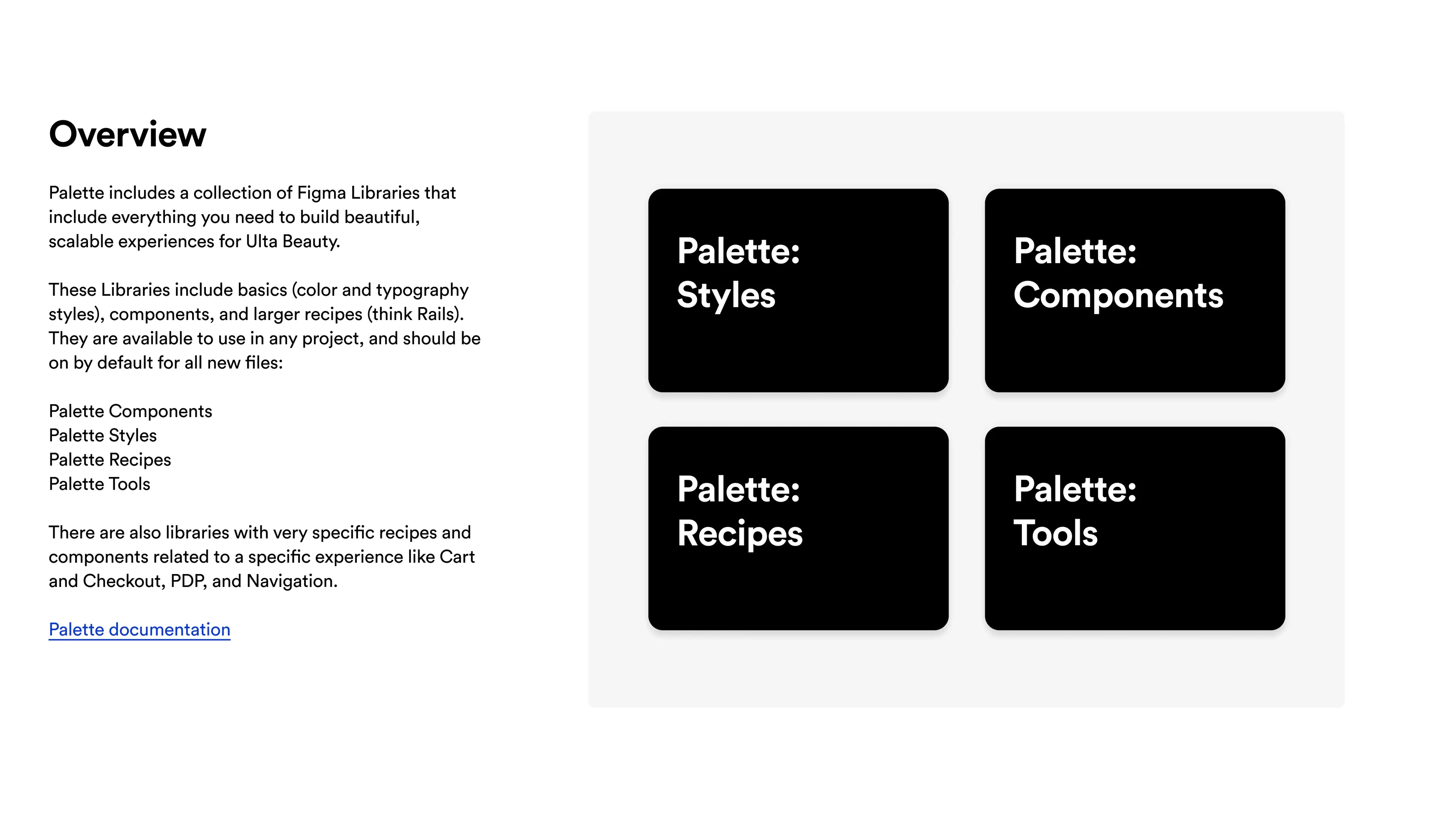Palette overview