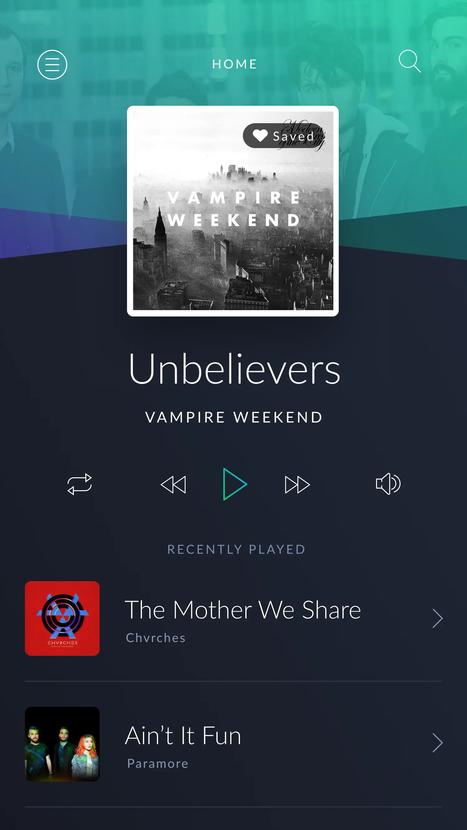 Q101 app home screen