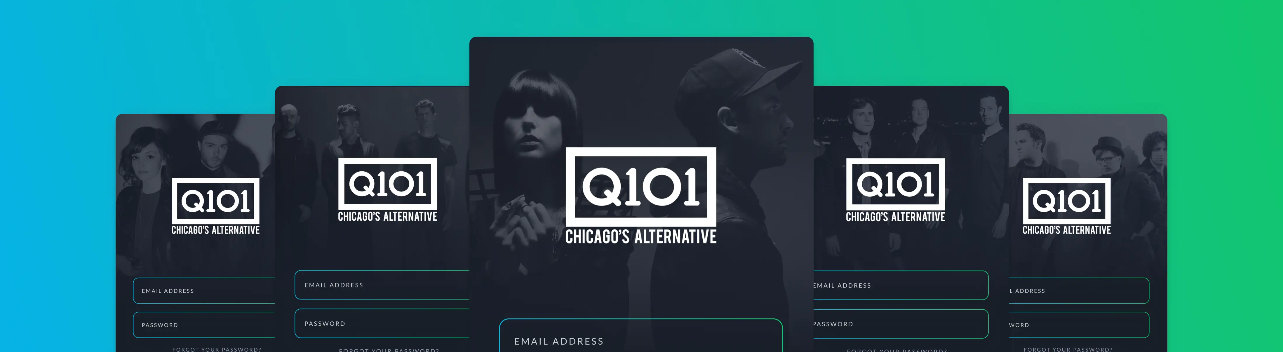 Q101 app login screens