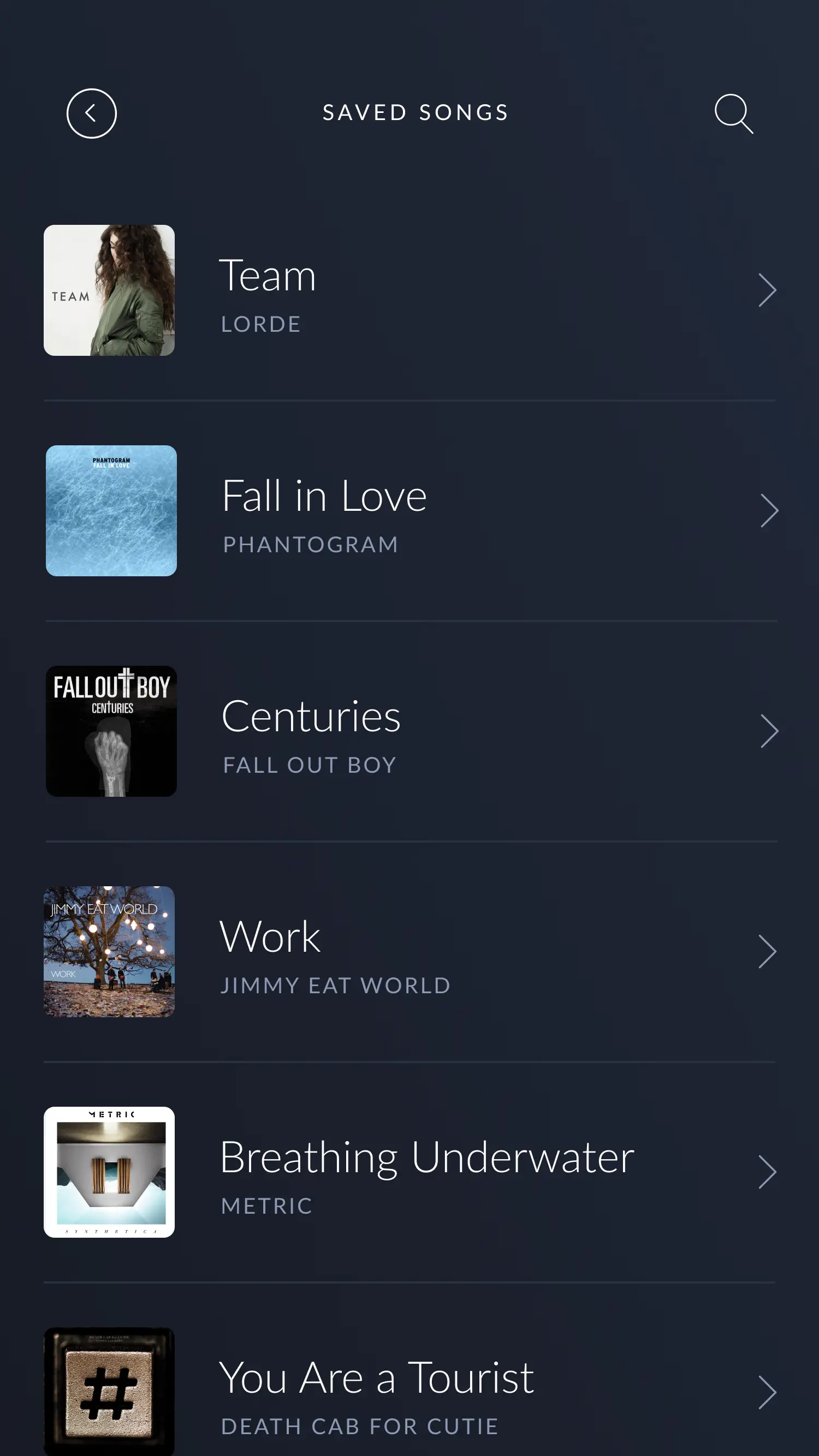 Q101 app saved songs