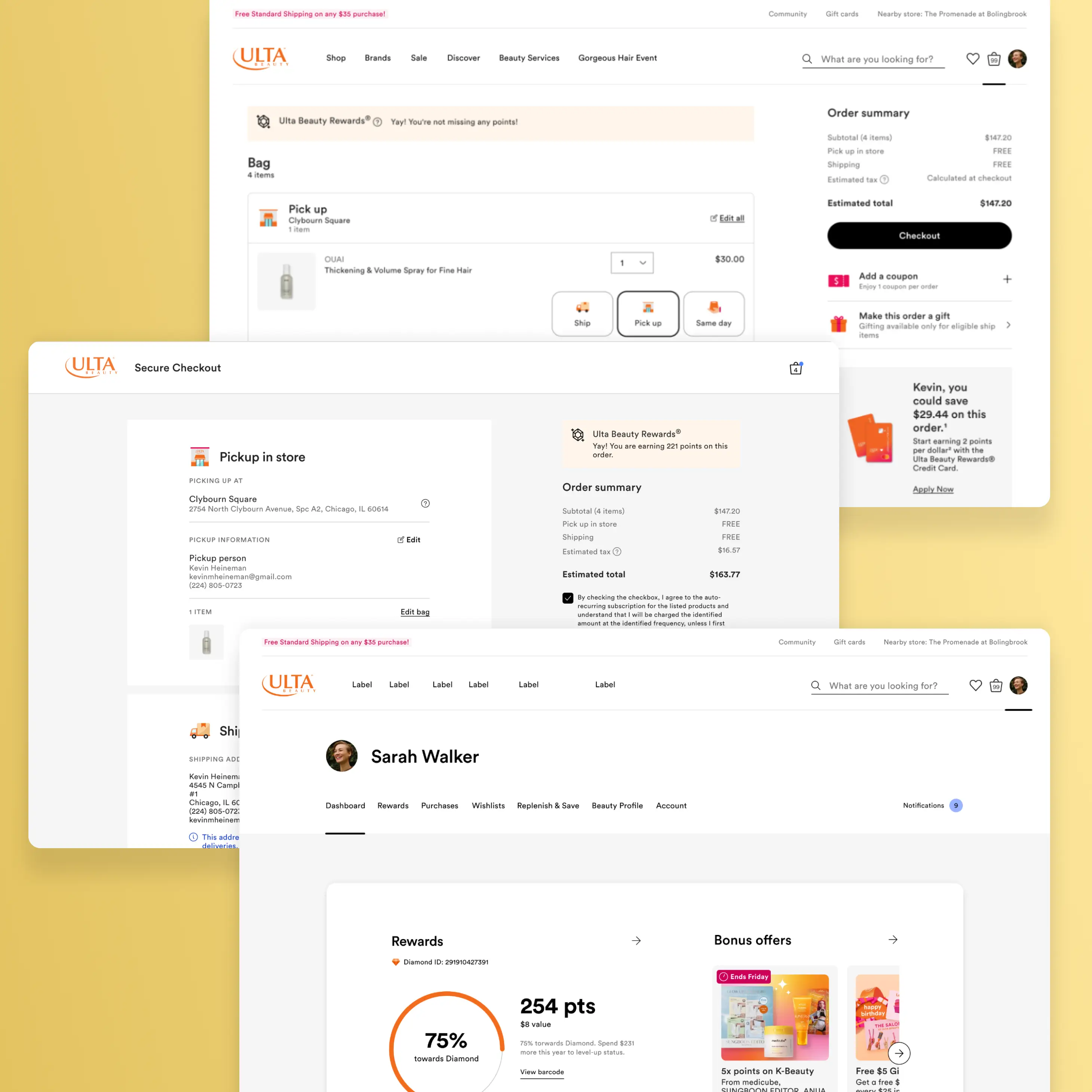 Desktop Checkout and Account